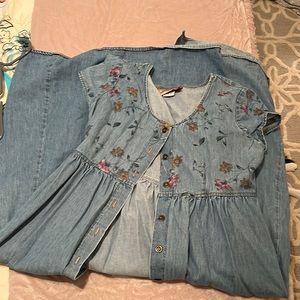 (129) THE DAISY vtg 90s denim dress